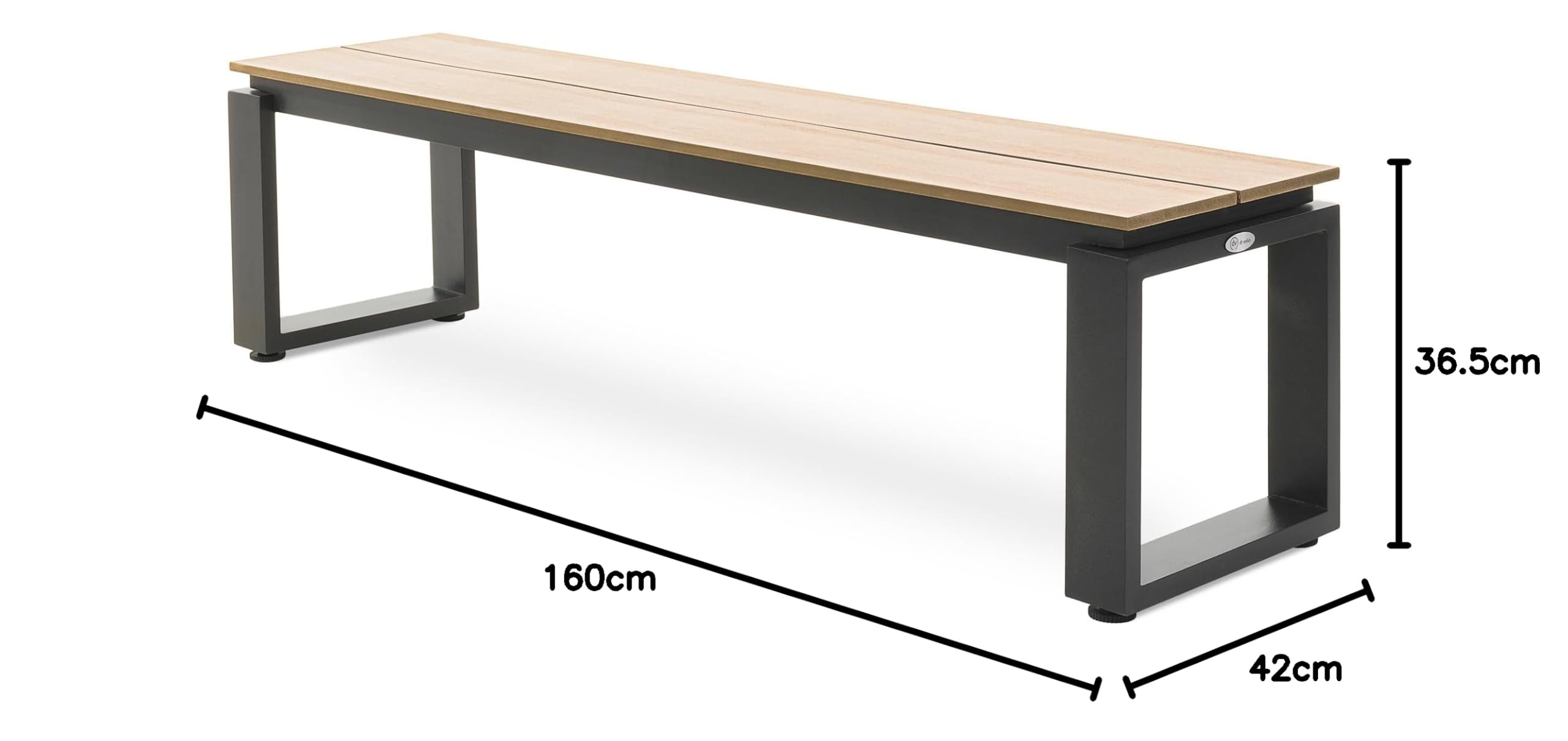 di volio Gartenbank Pisa aus Aluminium, Holzoptik, 160x36,5x41,5 cm, Gartenbank - wetterfest & langlebig, für Garten, Terrasse und Balkon (2)