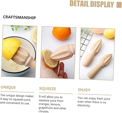 Miniatura 5 de Exprimidor de limón de madera natural, herramienta de cocina manual, mango ergonómico, escariador de cítricos de mano para extracción de jugo