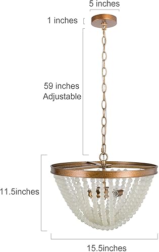 Miniatura 7 de Lámpara de araña de cuentas, lámpara de estilo bohemio para dormitorio, 3 luces glamorosas con cuentas de vidrio esmerilado para vestíbulo, comedor,