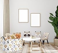 Vista 2 de HIYAGON - Cesta de almacenamiento rectangular de animales para bebés y niños, cesta de almacenamiento para niños para habitación de animales