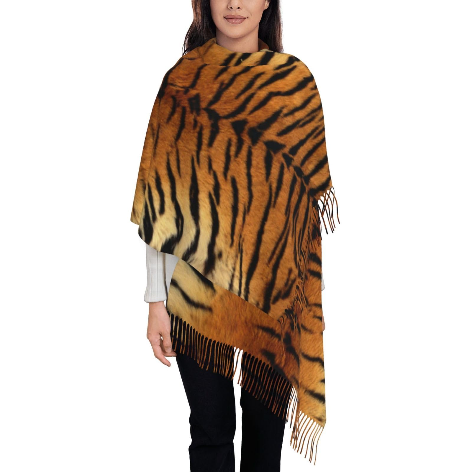 KazUp Faux Siberian Tiger Skin, Scarf Womens Large Soft Cashmere Feel Shawls Wraps Light Stole 192x75 cm