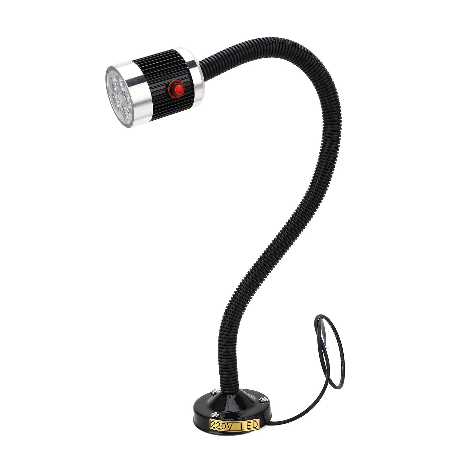 Runde Schwanenhalsleuchte mit Magnetfuß, Flexibles Halsrohr, Energiesparende LED-Schwanenhals-Arbeitslampe, AC220 V, Polycarbonat-PPC, Weiße Lichtquelle für Maschinen (5W)