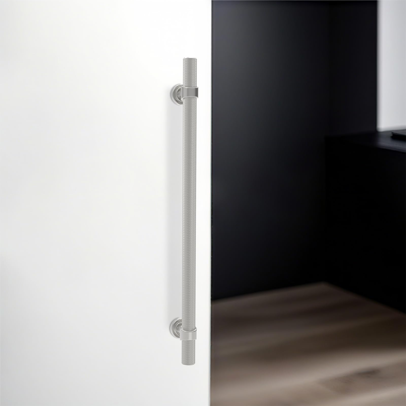Paquete de 10 tiradores de gabinete de 10 pulgadas moleteados de níquel satinado cepillado para gabinete de cocina, tiradores de aluminio y aleación de zinc, tiradores de cajón sólidos para