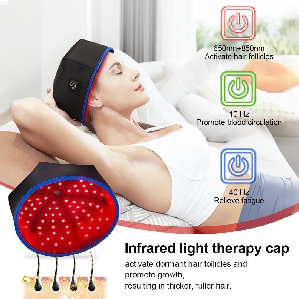ZOUBAOQ Thérapie à la lumière rouge pour la repousse des cheveux, photothérapie de santé du cuir chevelu avec bonnet, LED pour cheveux, photothérapie à double longueur d'onde 120 : Amazon.fr: Autres