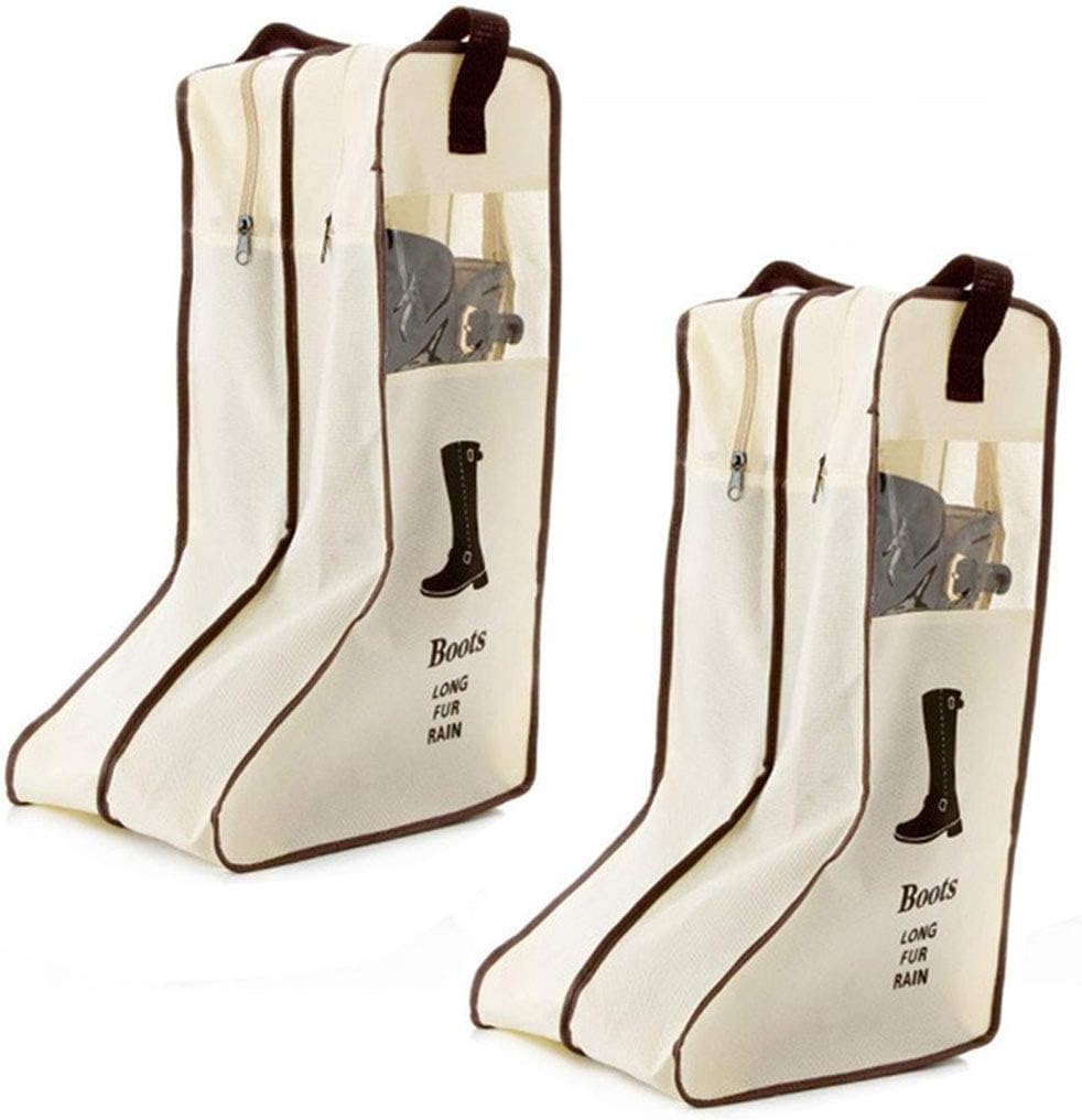 DASAWANPortable Tall Boots Storage Bags|2 Packs Dust-proof Tall Boot Carry Bag for Travel and Daily Use (Beige)