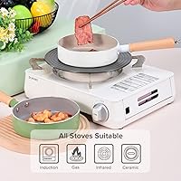 Vista 5 de JEETEE Sartén antiadherente de 6.3 pulgadas, sartén antiadherente con mango resistente al calor, sartén pequeña de inducción para huevos (verde)