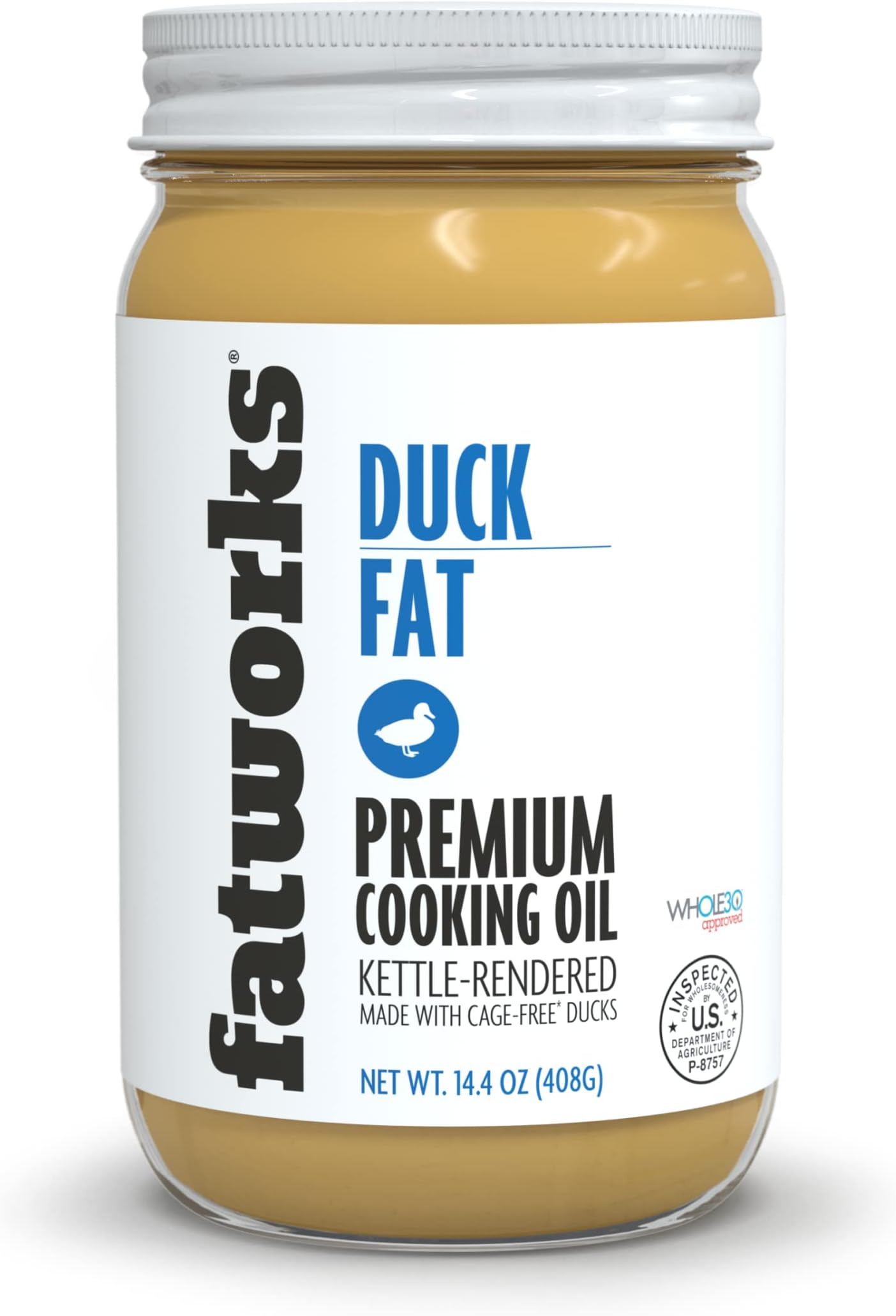 Fatworks, USDA Cage Free Duck Fat, Premium Gourmet Cooking Oil, Kettle Rendered No Preservatives, WHOLE30, KETO, PALEO, 14.4 oz-1 Pack