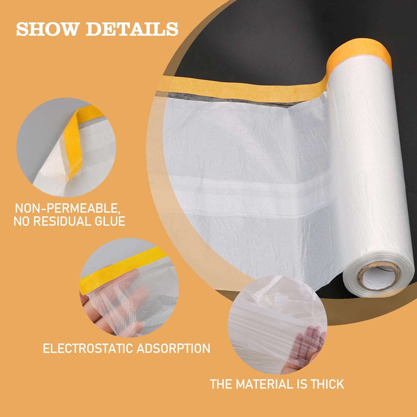 Nylon Per Copertura Teli Copritutto GENHH Per Imbianchini - 9 Rotoli 55x20m Pellicola Adesiva Mascheratura Nastro Mascheratura 55cm