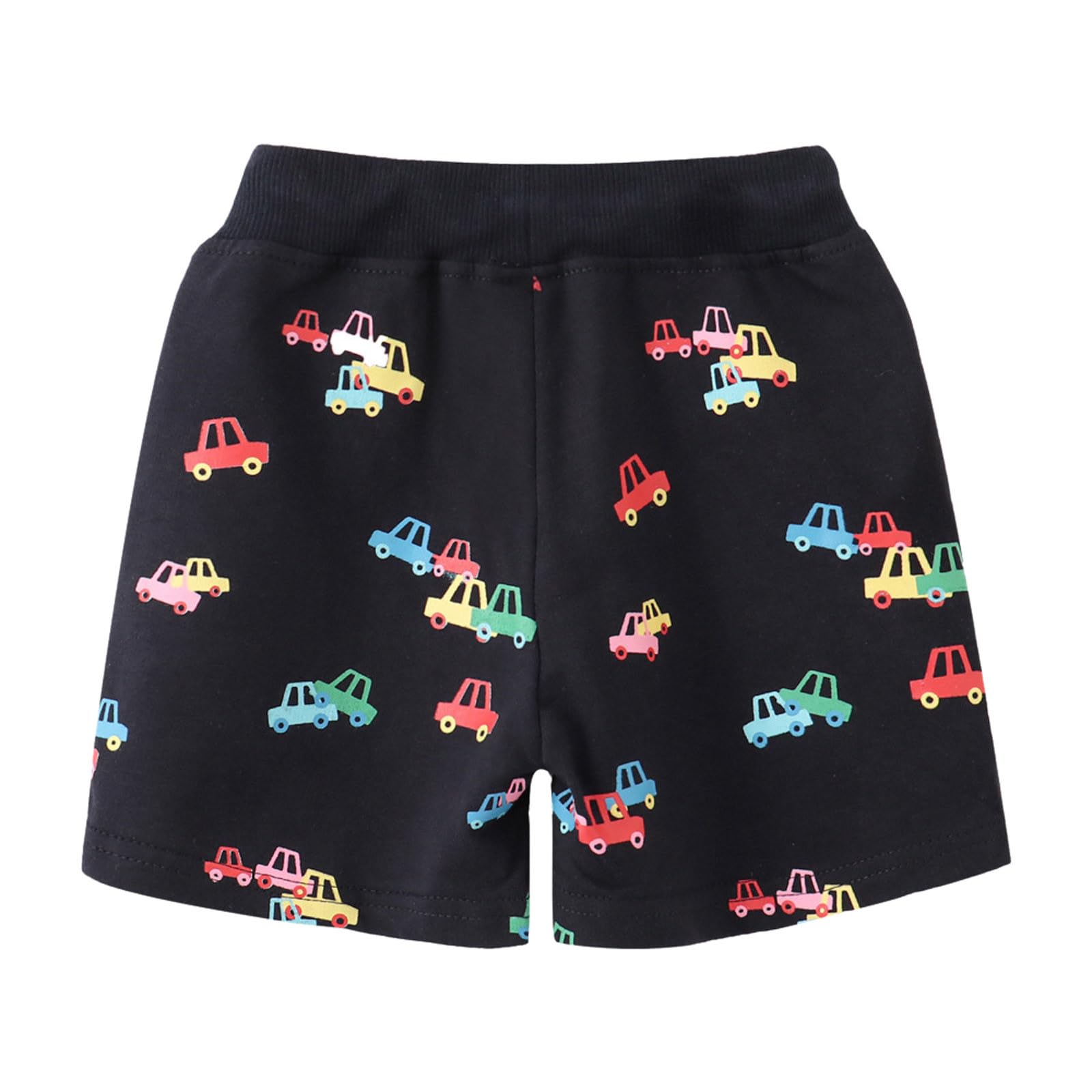 Generisch Short de jogging court pour enfants garçons short en coton excavatrice dinosaure espace planètes couleur unie enfant été pantalon décontracté