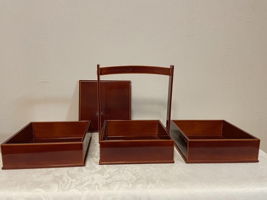 手提げ重箱　春慶塗　三段 飛騨春慶 福壽漆器店 手提三段重 伝統工芸品 木製 お重箱 | MUKU工房