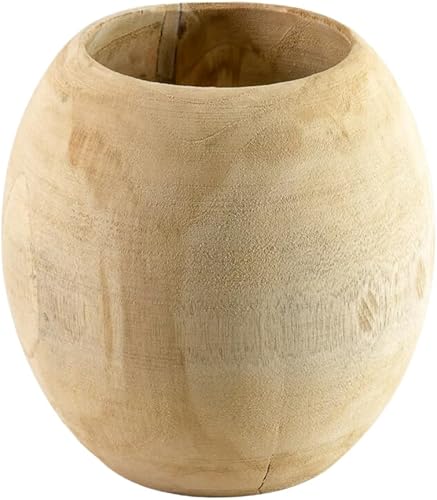 Serene Spaces Living Jarrón de madera natural hecho a mano, perfecto para flores artificiales, secas y frescas, pieza de decoración rústica única