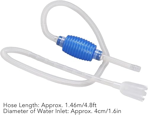 Miniatura 6 de Sifón de acuario de 4.8 pies para tanque de peces, herramientas de limpieza de acuario, bomba de sifón manual de acuario al vacío de grava,