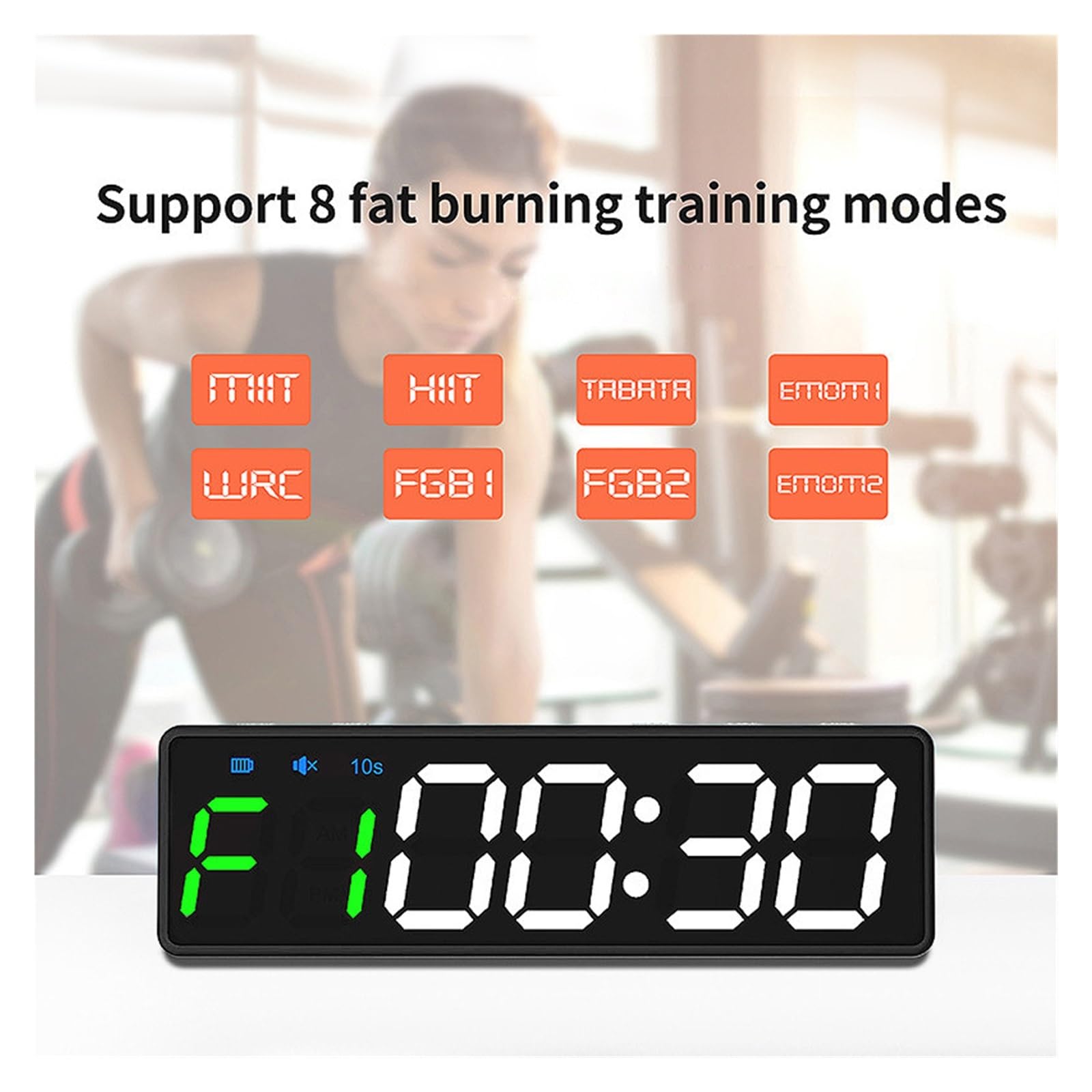 Temporizzatore da palestra, Mini timer da palestra cronometro ricaricabile portatile con conto alla rovescia/orologio con retro magnetico for allenamento fitness in palestra a casa(Oranje)