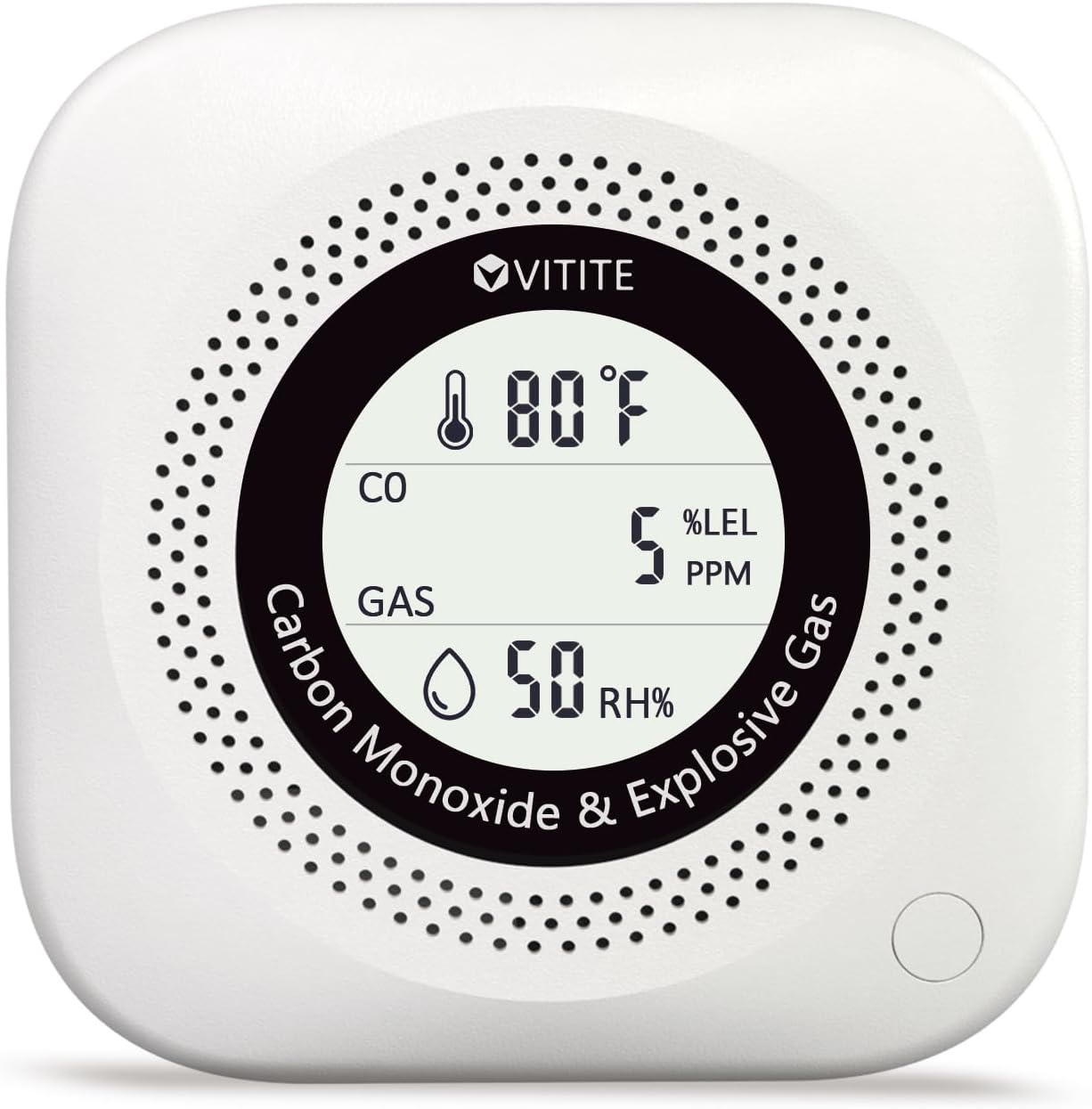 4 in 1 Carbon Monoxide & Combination Gas Detector, Plug in CO, Natural Gas, Propane, Temp and Humidity Gas Alarm; Design for Home, Hotel, Kitchen & Camping Use; Easy to Install & Removal