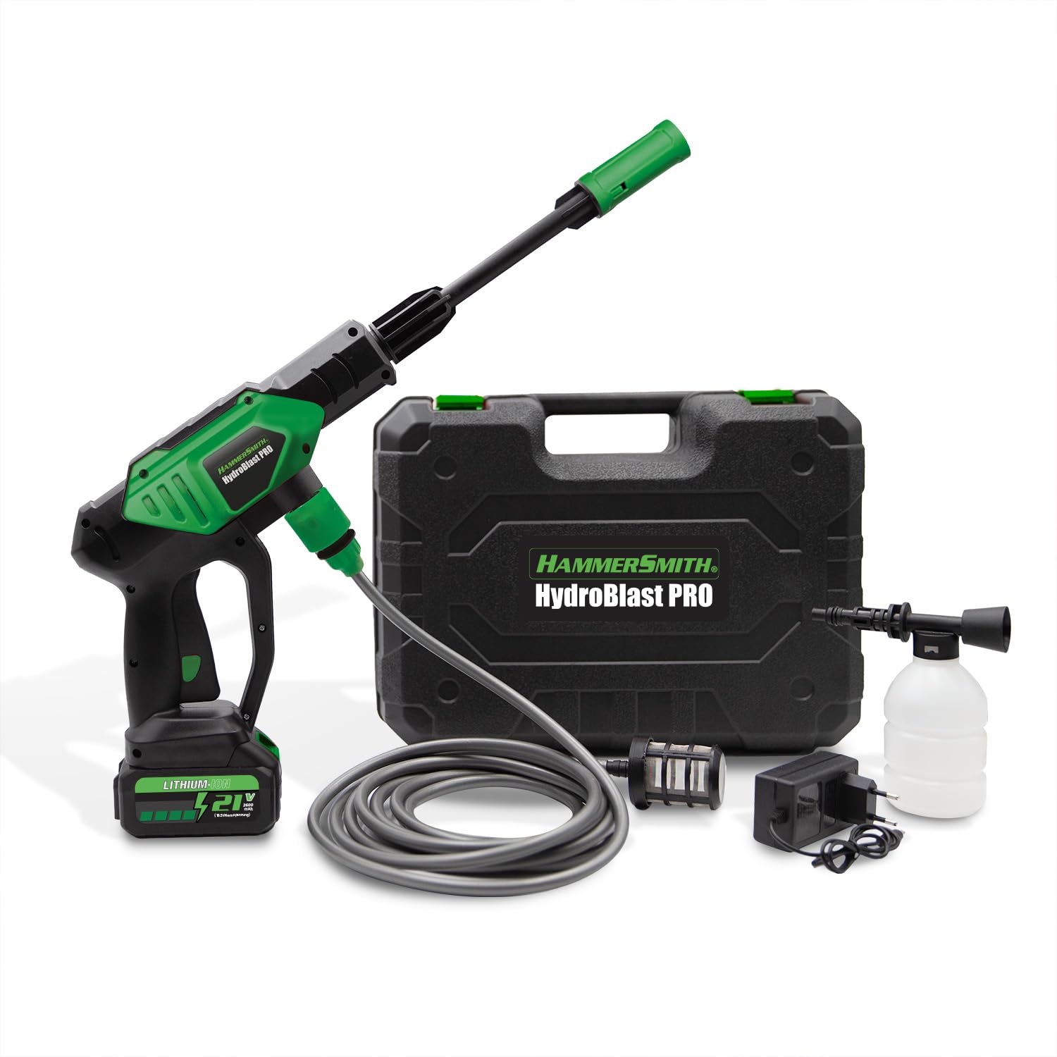 Hammersmith HydroBlast Pro - Das Original aus dem TV - Akku Reinigungspistole für den Gartenschlauch mit bis zu 5m Reichweite - Waschpistole - 13bar