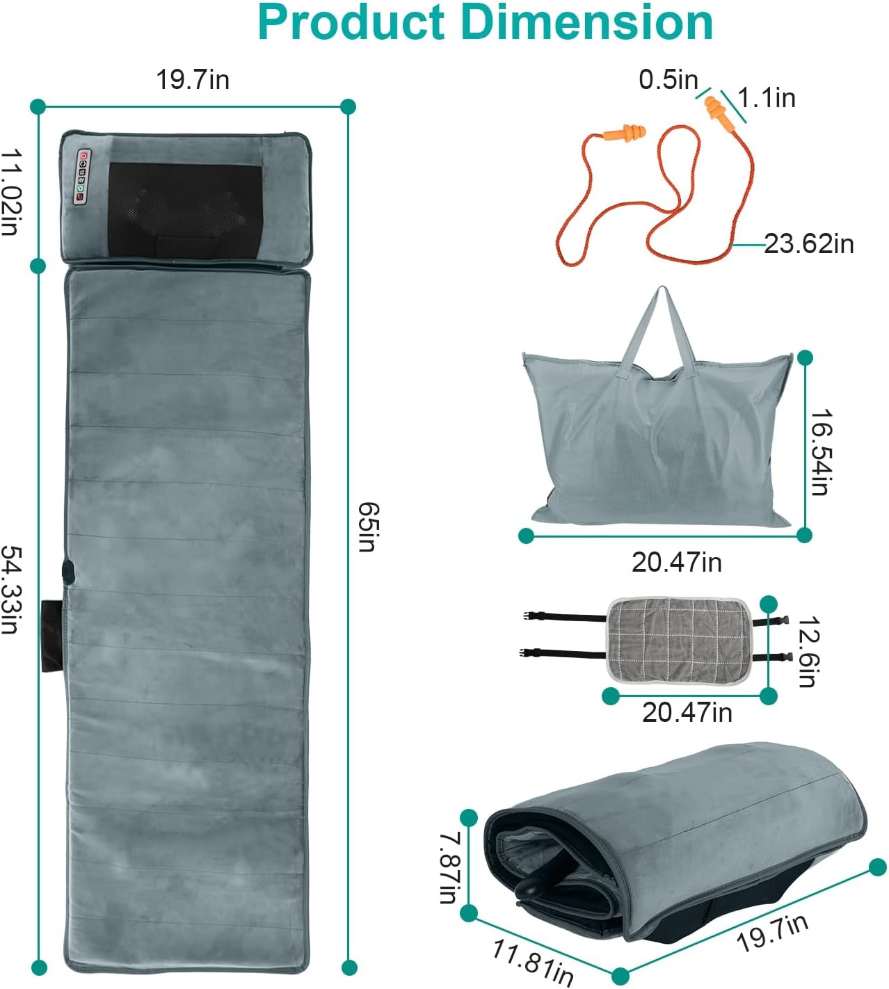 Full Body Massage Mat with Heat, Multifunctional Massage PadNeck Back Massager Full Body Relaxation Seat Chair Pad with 10 Vibration Motors Timer for Indoor Bed Sofa Chair, Anti-Slip Bottom 65" x 19.7"