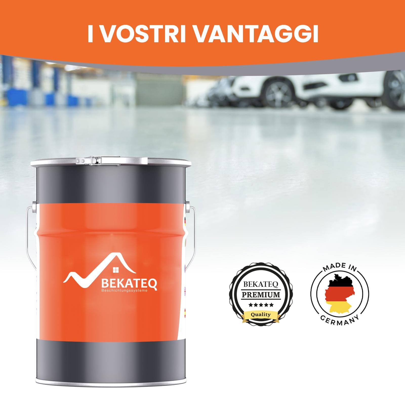 BEKATEQ 2C Resina epossidica 5kg Giallo sole I Pittura per pavimenti industriali, garage, officine I Vernice per calcestruzzo a basso odore, rivestimento per pavimenti interni e esterni BE-702