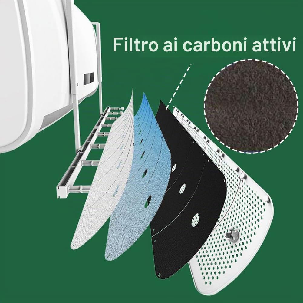 Deflettore di flusso per condizionatore a 8 foglie, deflettore per condizionatore, deflettore universale a parete per uscita diretta dell'aria per casa/ufficio, bianco (filtro al carbone)