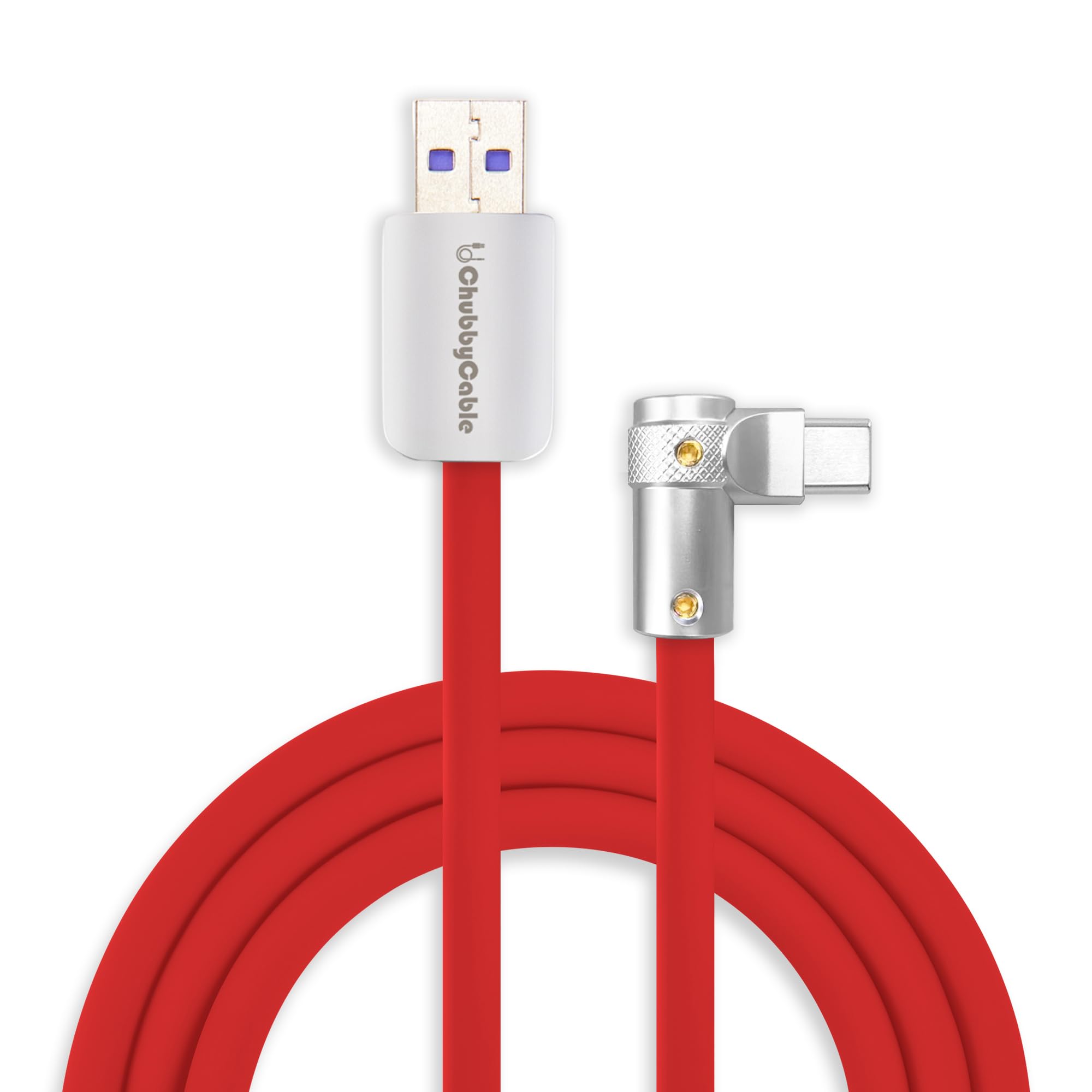 chubbycable FlexElbow 90 Degree 120W Fast Charging Cable Right Angle USB C Cable Silicone Charging Cord Compatible with iPhone 17-15 Series iPad, Red,