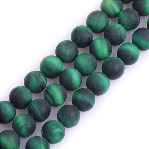 GEM-Inside - Cuentas redondas de piedra natural de 0.394 pulgadas (0.394 in) con ojo de tigre verde esmerilado, mate, sin pulir, para hacer joyas, disponible en Yaxa El Salvador