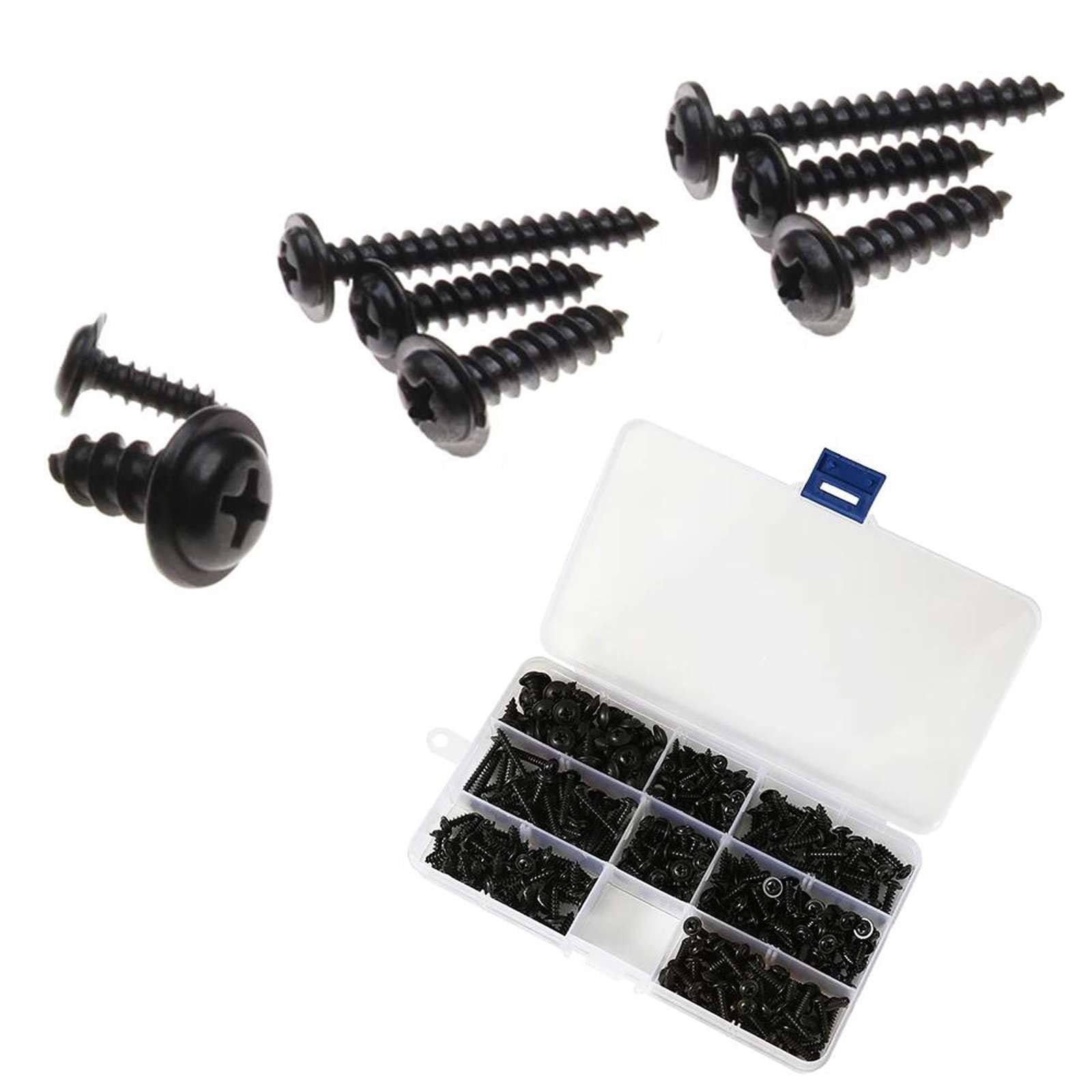 340/500pcs Tornillo de roscado de Cabeza Plana de Cabeza Cruzada Kit de Surtido de Tornillos autoperforantes para Muebles Negros Acero al Carbono