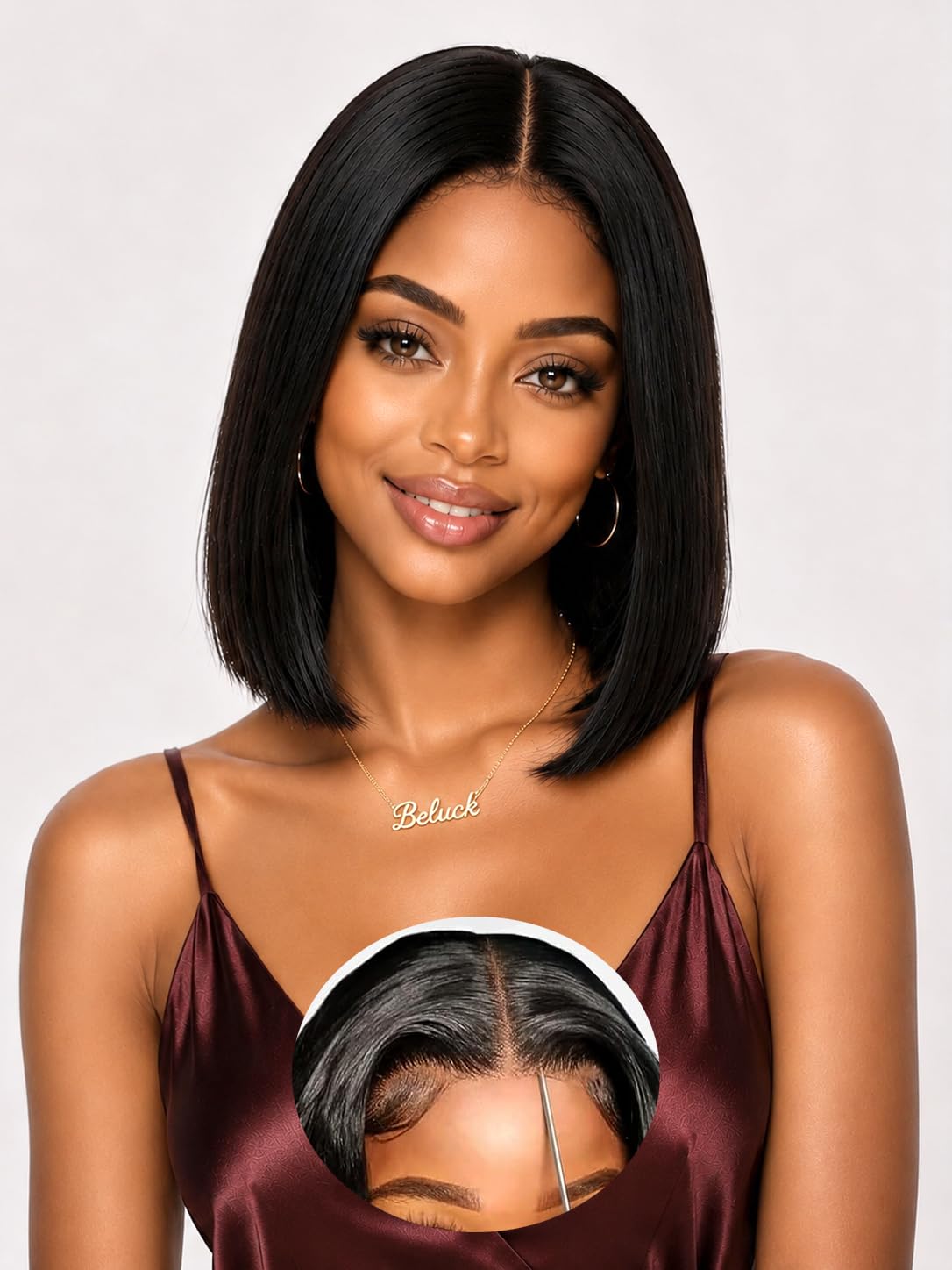 Wear And Go Glueless Pre Cut Lace Human Hair Wig, Pelucas Mujer Pelo Natural 4x4 Peluca De Encaje Bob Recta Cabello Humano 180% Densidad 10 Pulgadas