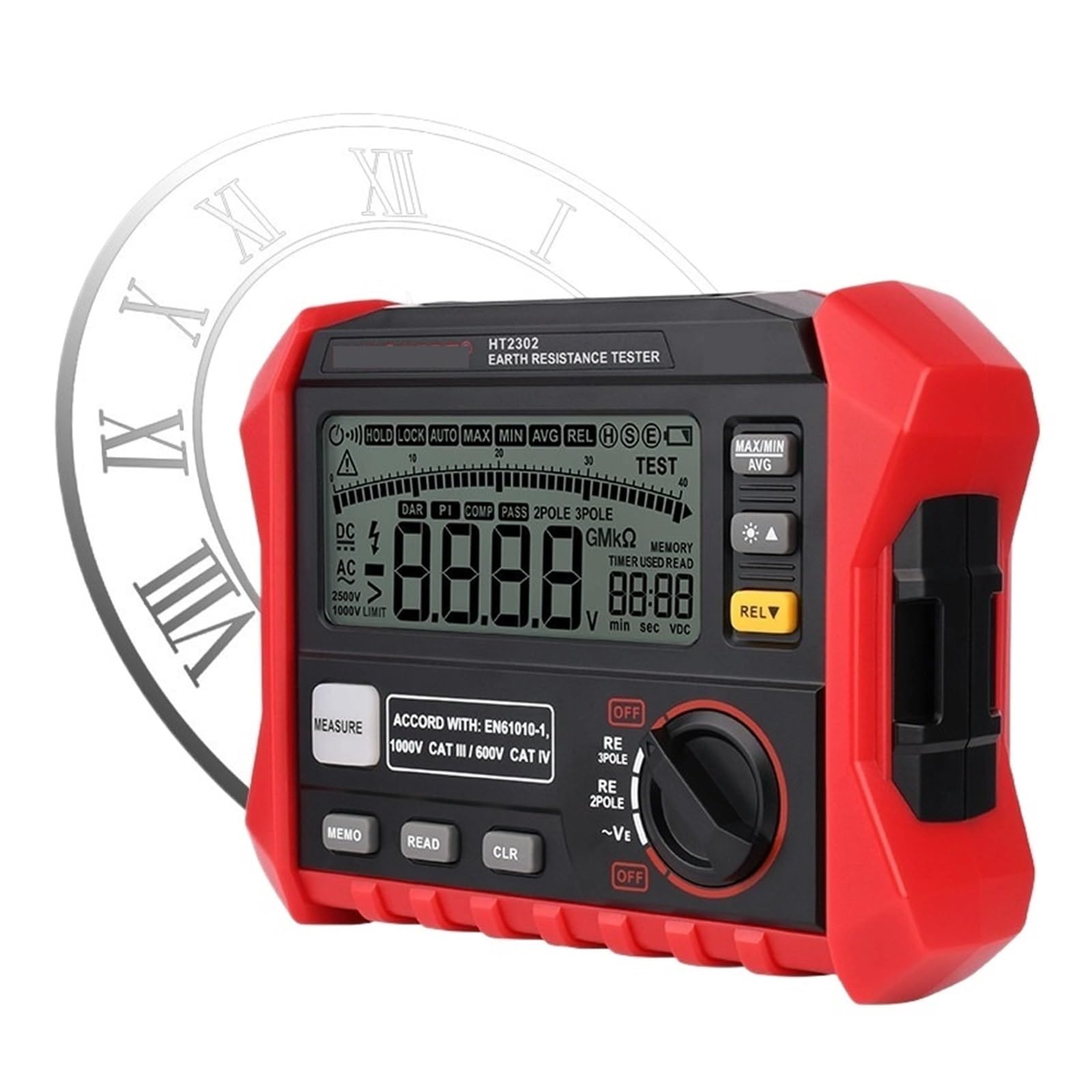 Multimetro digitale, Tester digitale di isolamento e resistenza terra HT2302, memorizzazione dati 100 gruppi