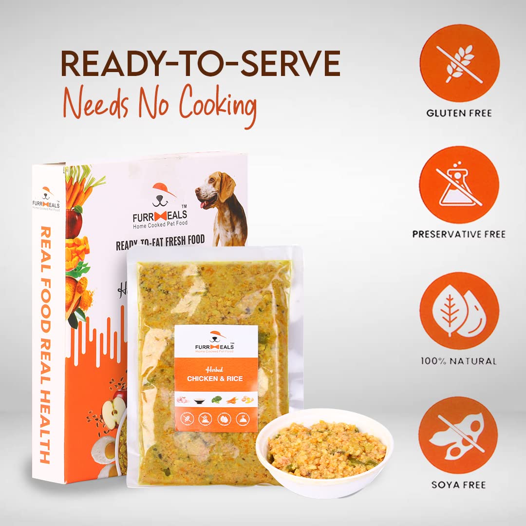 FurrMeals Wet Dog Food | X-Large Breed | Weekly Chicken Plan | Herbed Chicken and Rice | Pack of 14 x 500g