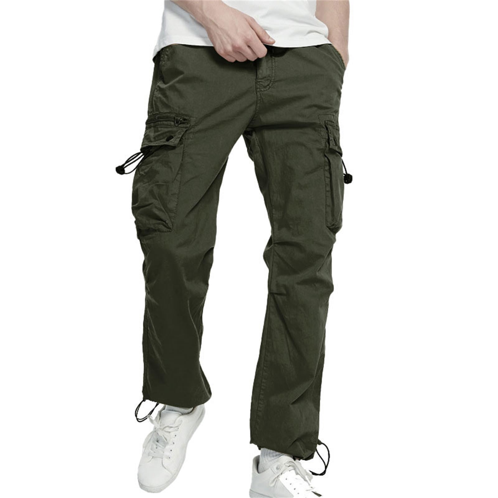 Pantaloni cargo lunghi da uomo, in cotone, per attività all'aria aperta, moderni, con tasche, tinta unita, casual, pantaloni da lavoro, pantaloni cargo vintage, pantaloni da trekking per uomini