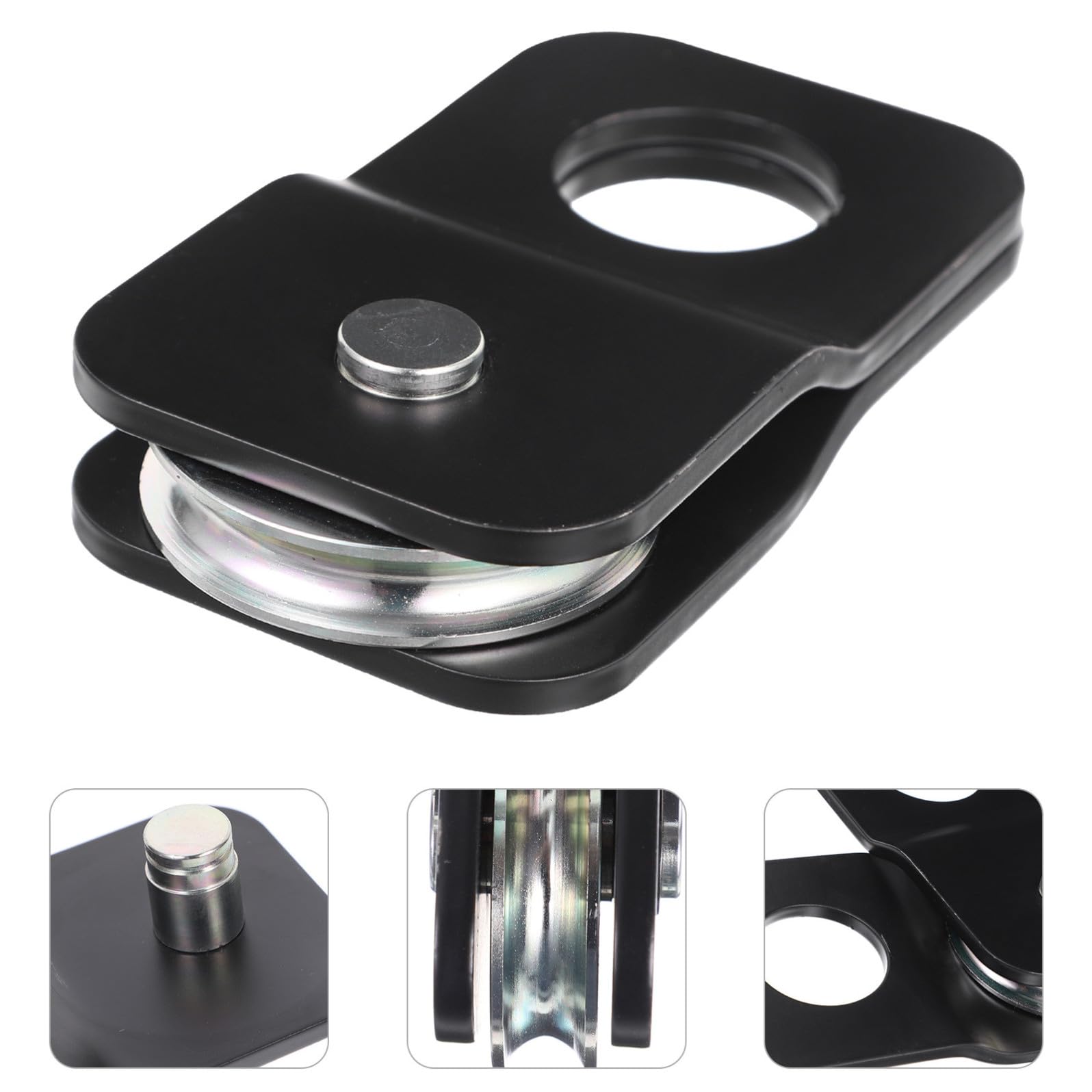 Puleggia Design Semplice di Traino Nero per Verricello Acciaio 4 Ton Aumenta la Potenza di Trazione per Atv Utv Camion e Trattore del Verricello per Recupero