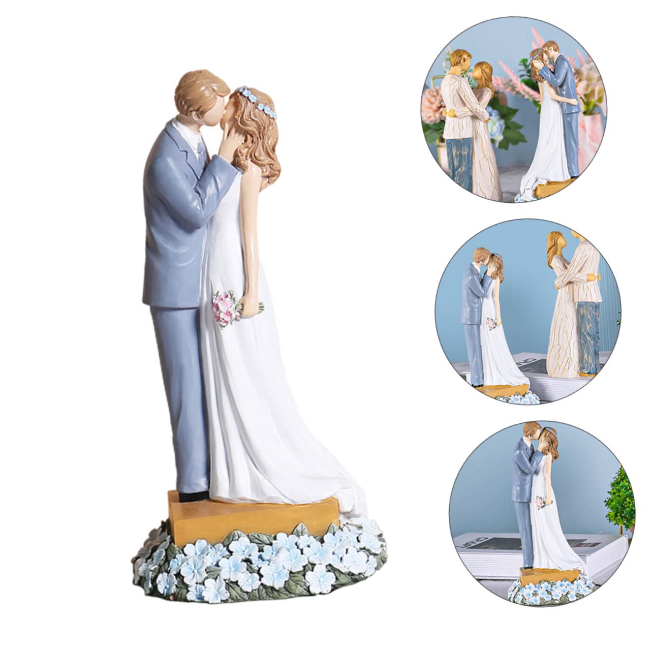 Hochzeitsskulptur aus Kunstharz Brautkleidornament als Wohnaccessoire Formstabile Hochzeitsdekoration für Tischschmuck Farbecht und Langlebig