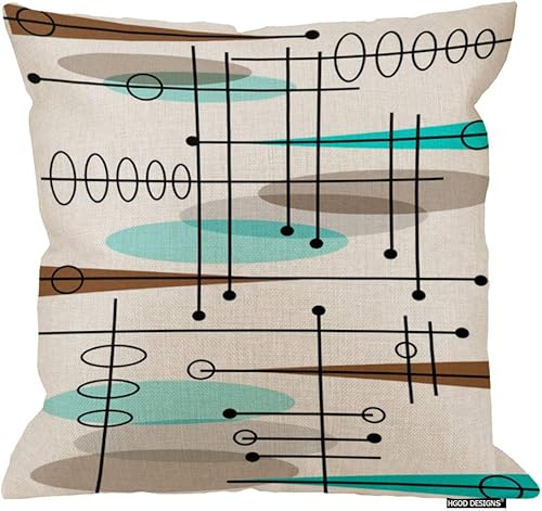 HGOD DESIGNS Funda de almohada suave de mediados de siglo moderna de inspiración atómica para sofá del hogar (18 x 18 pulgadas) disponible en Yaxa Colombia