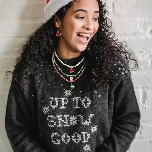 Miniatura 4 de Madison Tyler Juego de joyas de Navidad para mujer, collar de copo de nieve y campanas y aretes colgantes de copo de nieve plateados, collares de