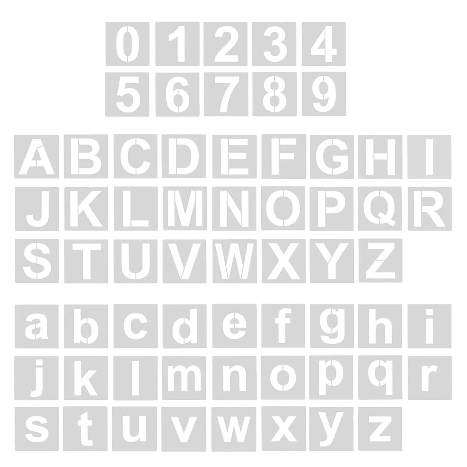 Wellrun 62 Pcs Letter Stencils,2 Inch Alphabet Number Stencils, Washable Reusable Plastic Letter Number Templates for Painting on Wood,Wall,Fabric,Craft DIY Drawing,Signage & Chalkboard Art