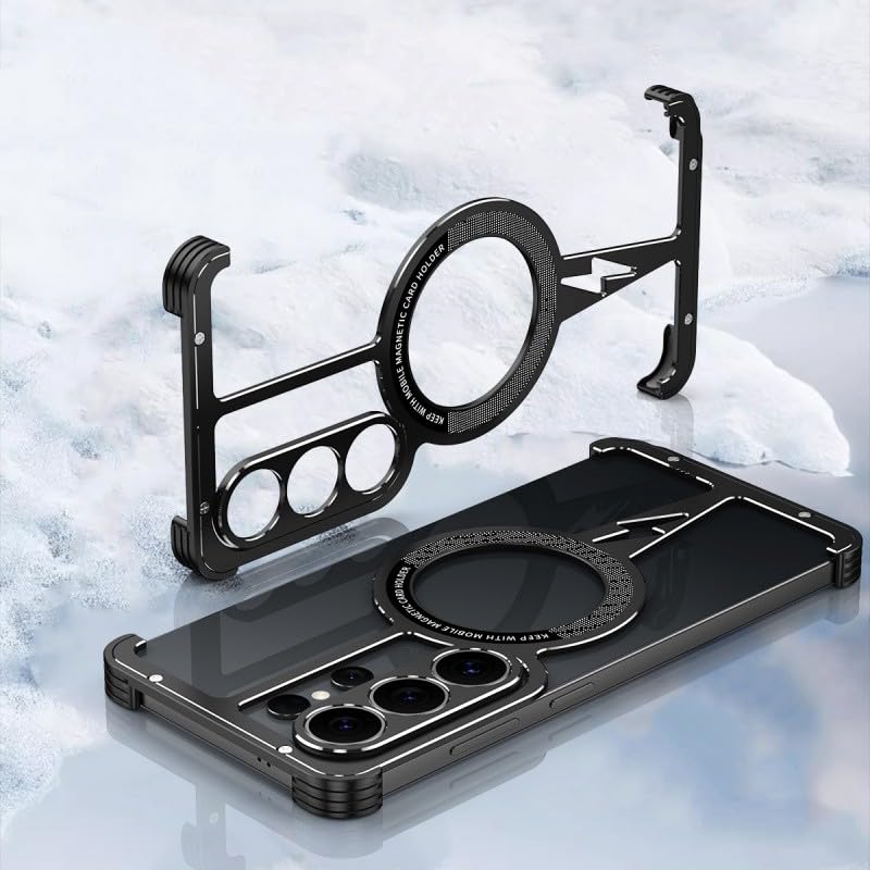 Coque arrière Galaxy S26 Ultra magnétique aluminium noir argenté