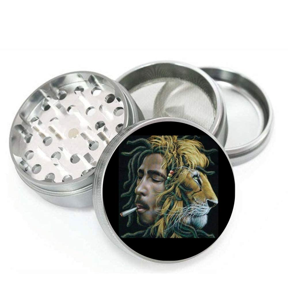 himalayan range Hippnation Silver Grinder 42mm with bob Marley Sticker