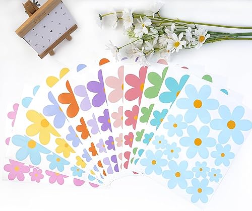 Miniatura 5 de 240 calcomanías de pared abstractas autoadhesivas de margaritas  12 hojas extraíbles e impermeables de vinilo para pared, dormitorio, sala de