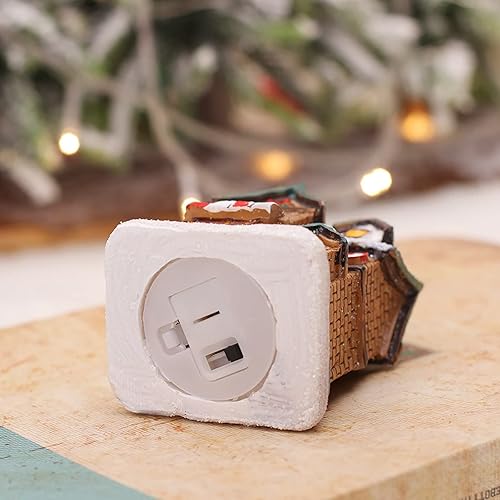 Miniatura 5 de Ochine Casas de aldea de Navidad iluminadas de resina, pueblo de Navidad, escena de Navidad, casas de pueblo con luz LED, funciona con pilas, adorno