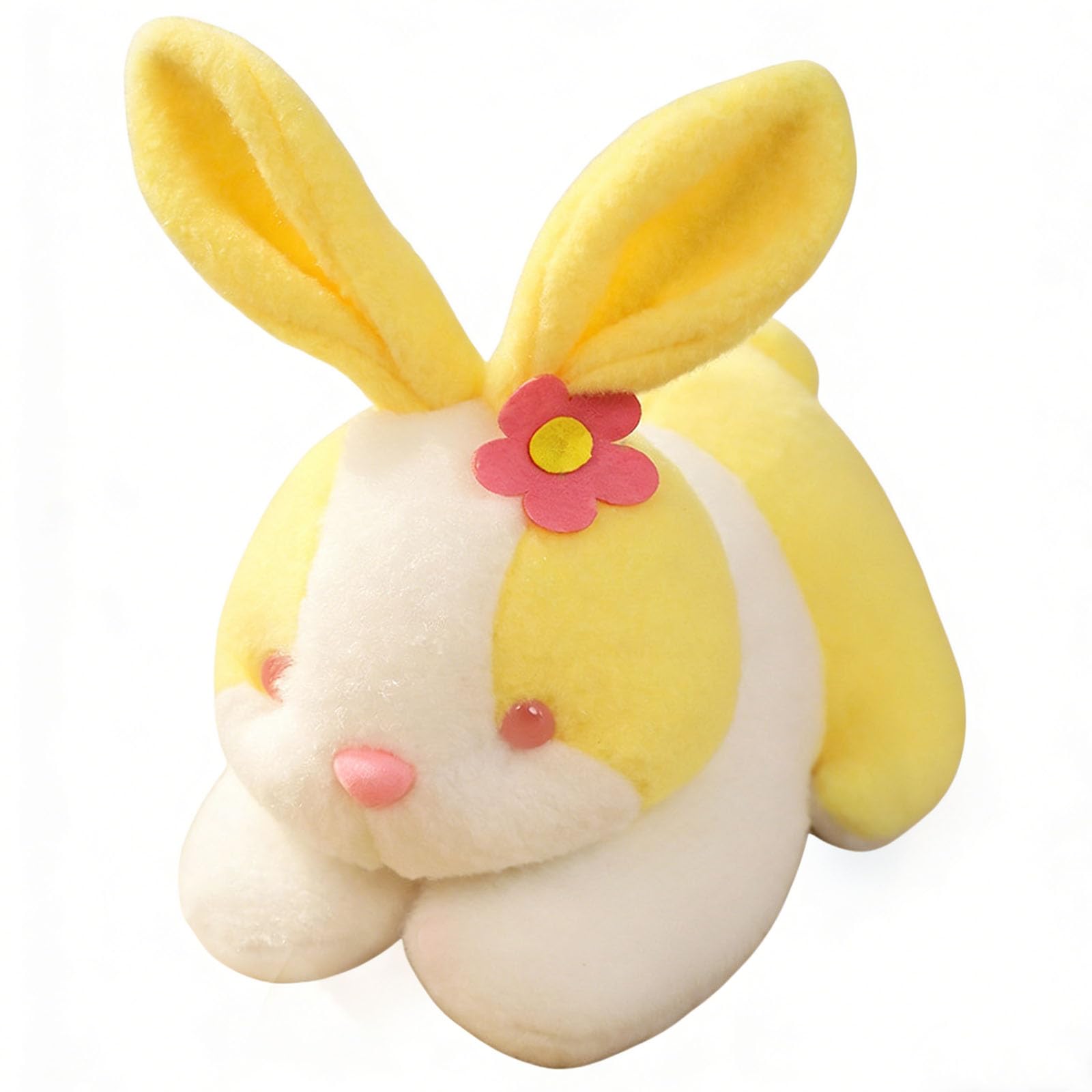 pluszowa zabawka, Śliczny pluszowy królik zabawka miękkie wypchane zwierzę z kwiatowym uchem prezent urodzinowy dla dzieci wystrój żłobka(Yellow,40CM)