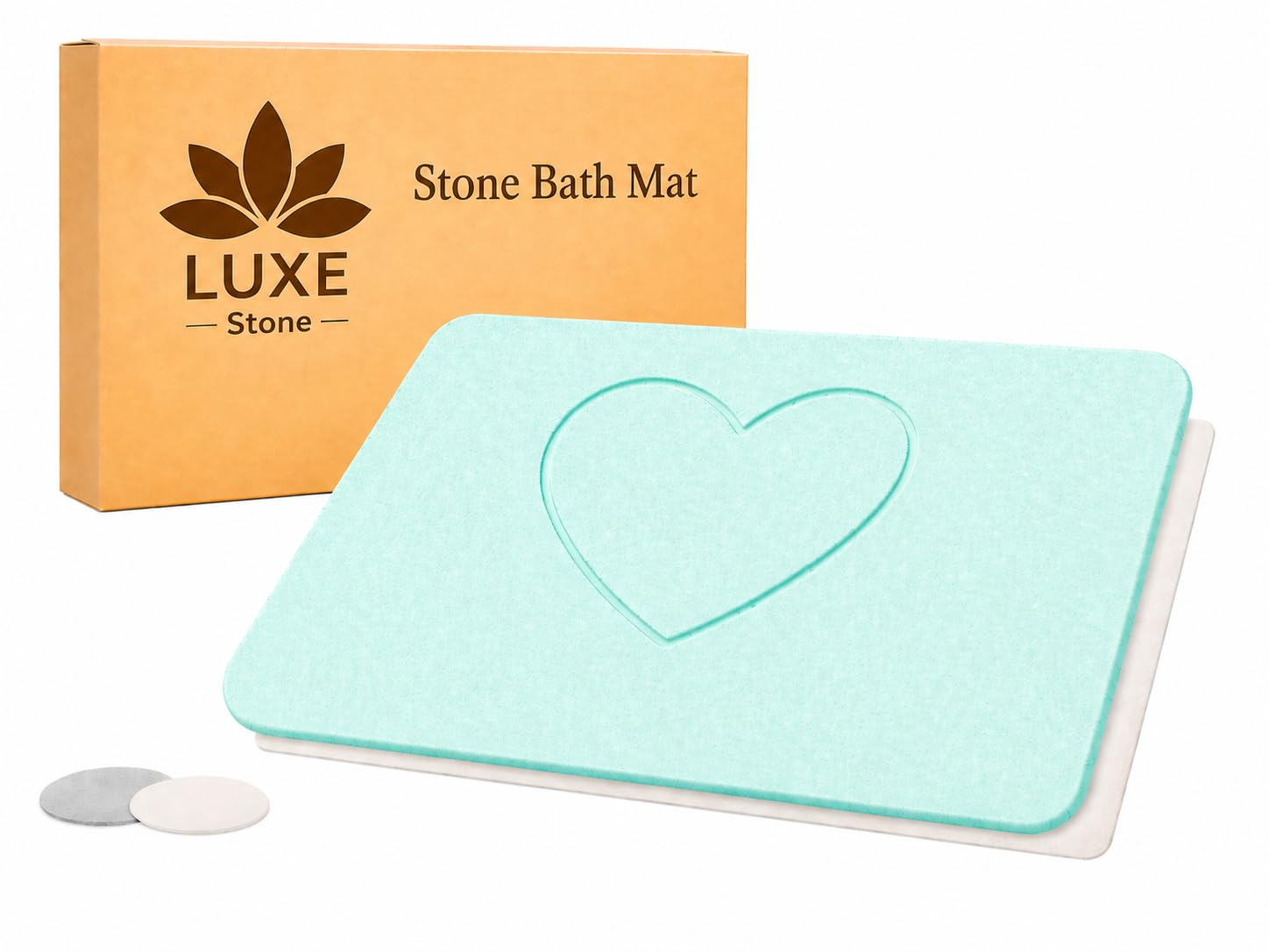 Tappeto Bagno Diatomite 60 x 39 cm - Tappeto Bagno in Pietra Antiscivolo e Assorbente per Doccia e Vasca - Asciugatura Rapida - Base in Gomma e 1 Carta Abrasiva - Colore Verde