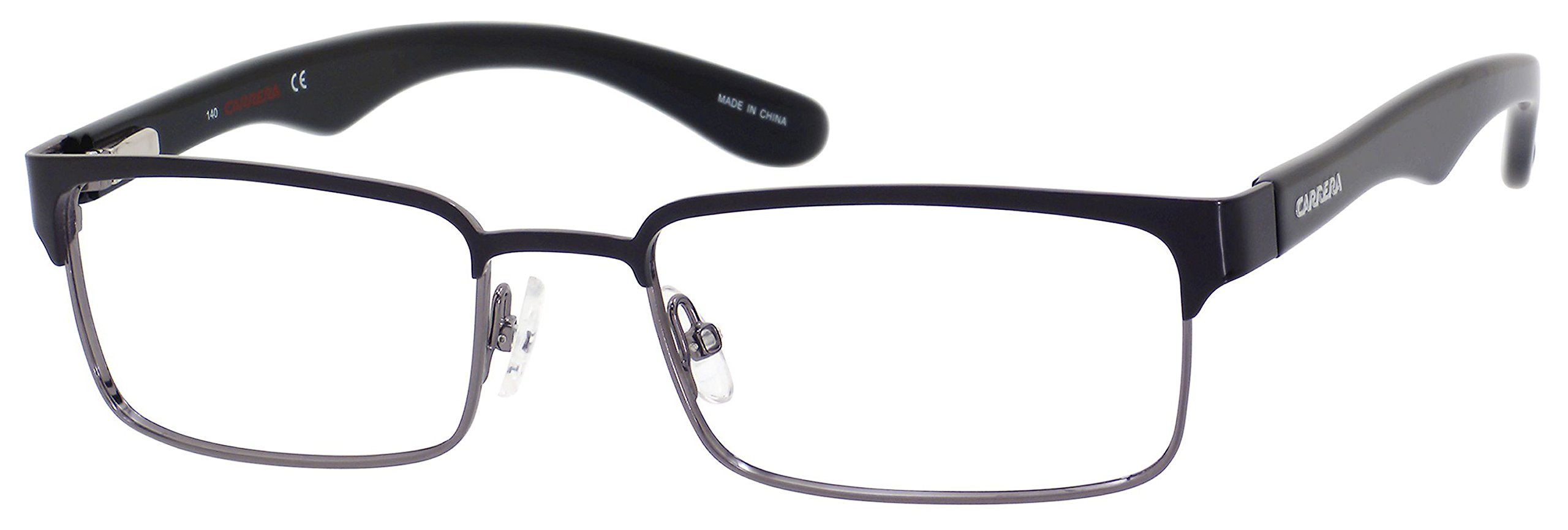 CarreraMen's 6606 Rectangular Prescription Eyewear Frames, Black/Dark Ruthenium, 55mm, 18mm, Black/Dark Ruthenium, 55mm, 18mm