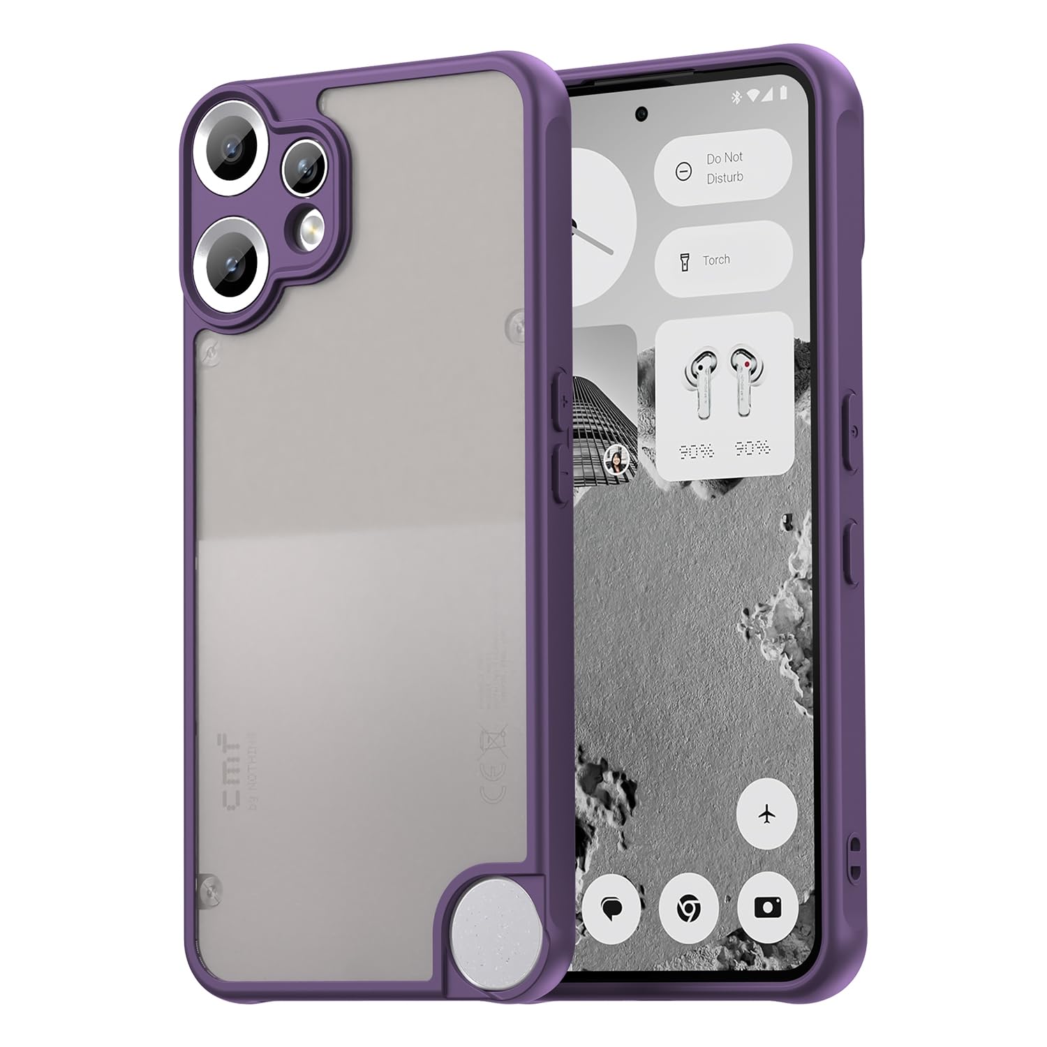 Custodia Per Nothing CMF Phone 2 Pro - Fiori E Piante Viola, TPU Morbido Trasparente, Antishock - 5