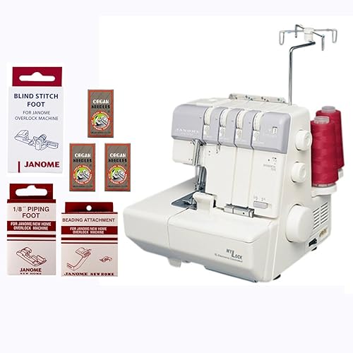 Janome Máquina de coser mecánica MyLock 634D con 4 piezas de bonificación de agradecimiento al cliente