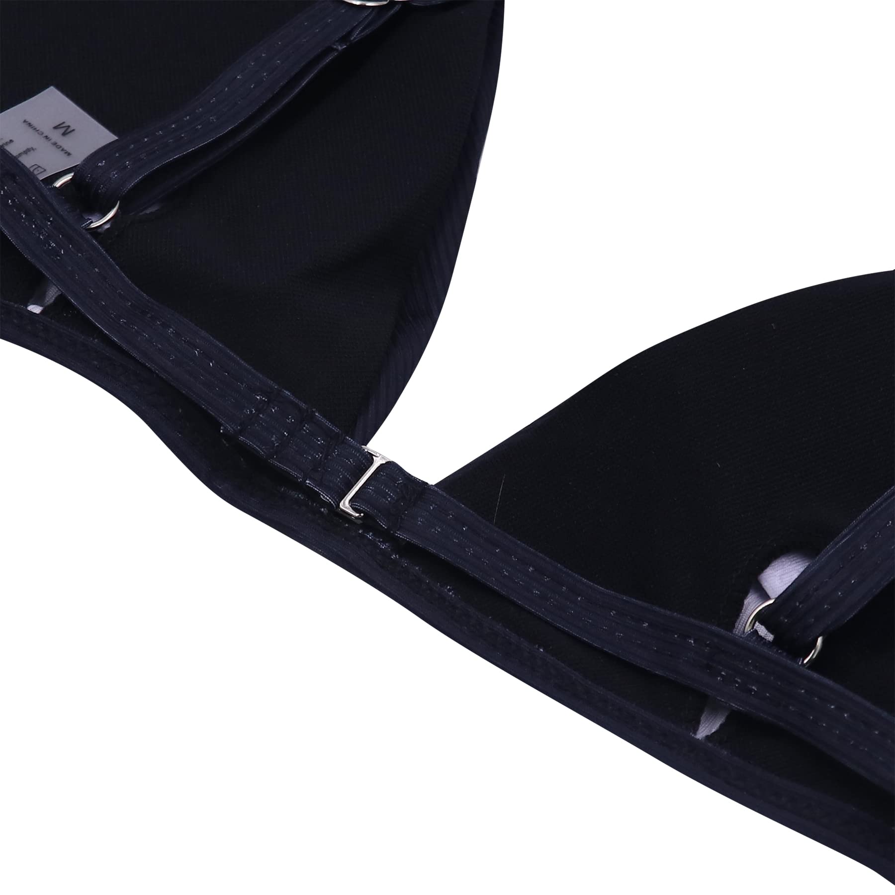 ANKOMINA Women Gothic Skull Letter Printed Two Piece Swimsuit High Cut Triangle Bikini Set for Rave Party Festival Halloween: Medium Black E