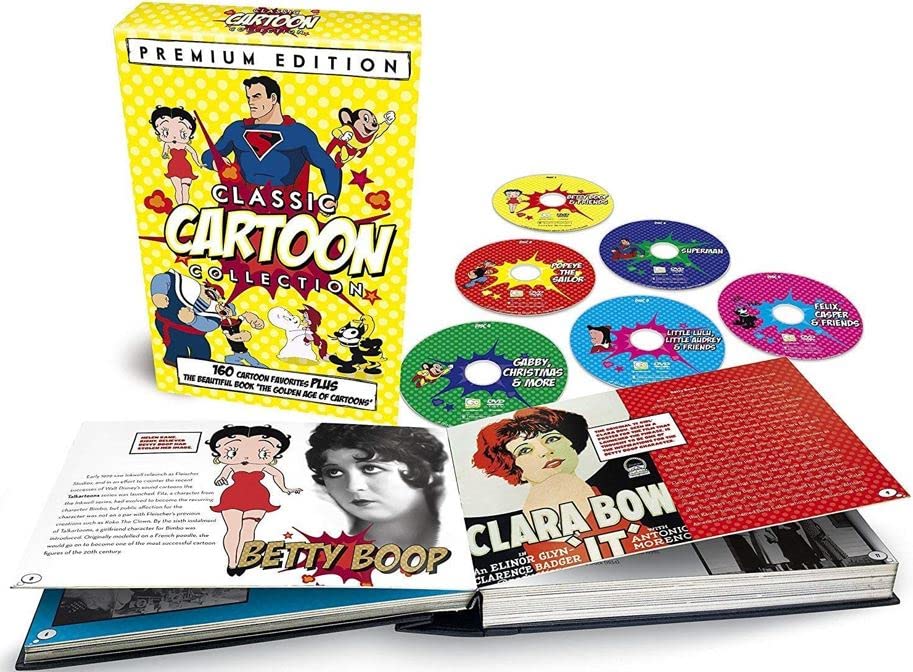 Classic Cartoon's Collector's Edition: 160 Cartoon Favorites on 6 DVD'S + Book "Golden age of Cartoons" Popeye/ Betty Boop/ Superman/ Mighty Mouse/ Little Lulu/ Looney Tunes/ Casper/ Felix the Cat