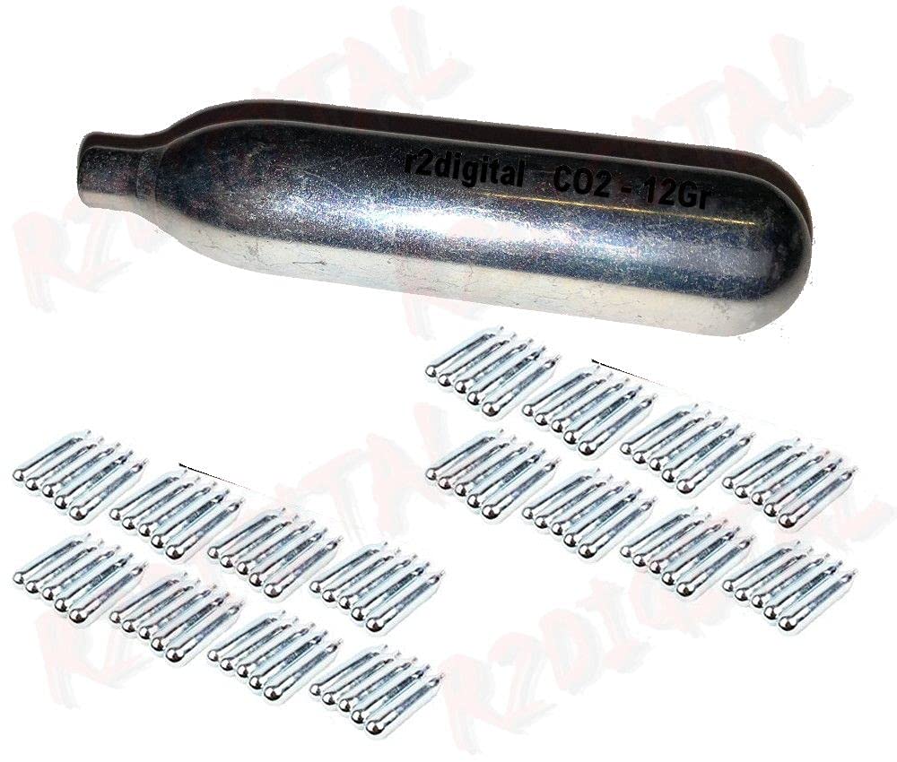 r2digital - BOMBOLETTE ULTRA CO2 12Gr contenuto 25 pezzi +30% PERFORAZIONE MIGLIORATA OTTIMIZZATA PER CUSTOM ARIA COMPRESSA SOFTAIR GAS BOMBOLETTA RICARICA