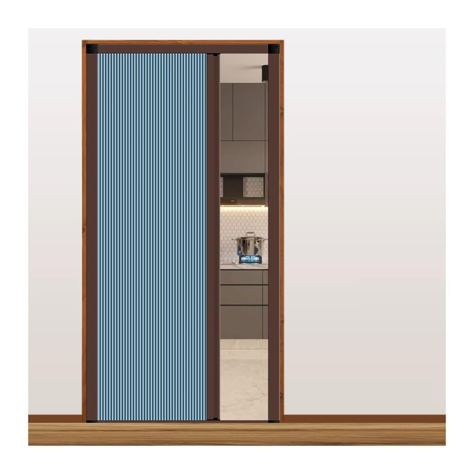 Custom Closet Accordion Doors Interior，No‑Drilling Retractable Folding Door with Aluminum Frame and Cellular Fabric，Privacy Screen Divider(Blue,72.6x198CM)