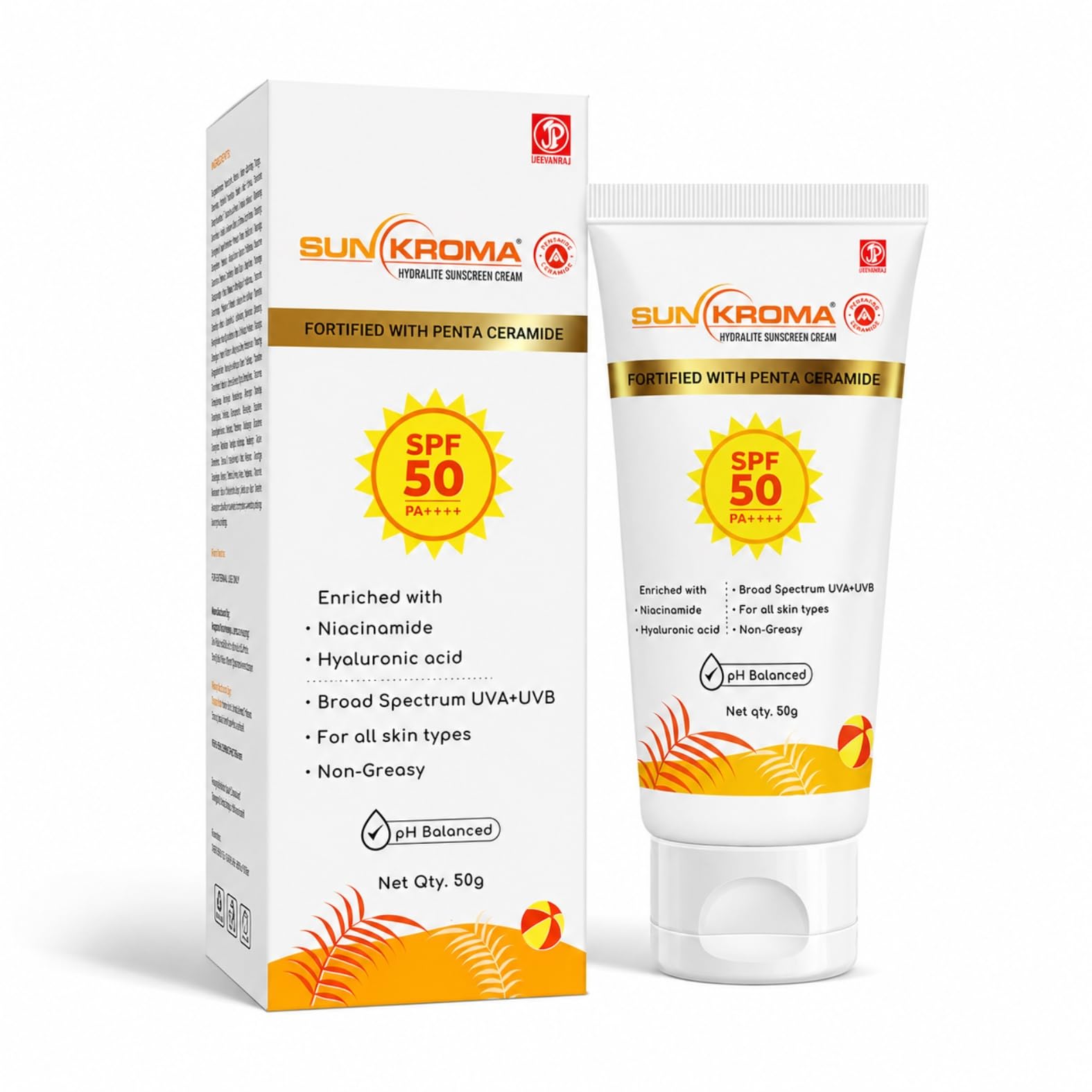 Jagsonpal Sun Kroma Hydralite Sunscreen Cream SPF 50 PA++++ | Fortified with Penta Ceramide, Niacinamide & Hyaluronic Acid | Broad Spectrum UVA + UVB Protection | Non-Greasy, pH Balanced, For All Skin Types | 50g-image-41