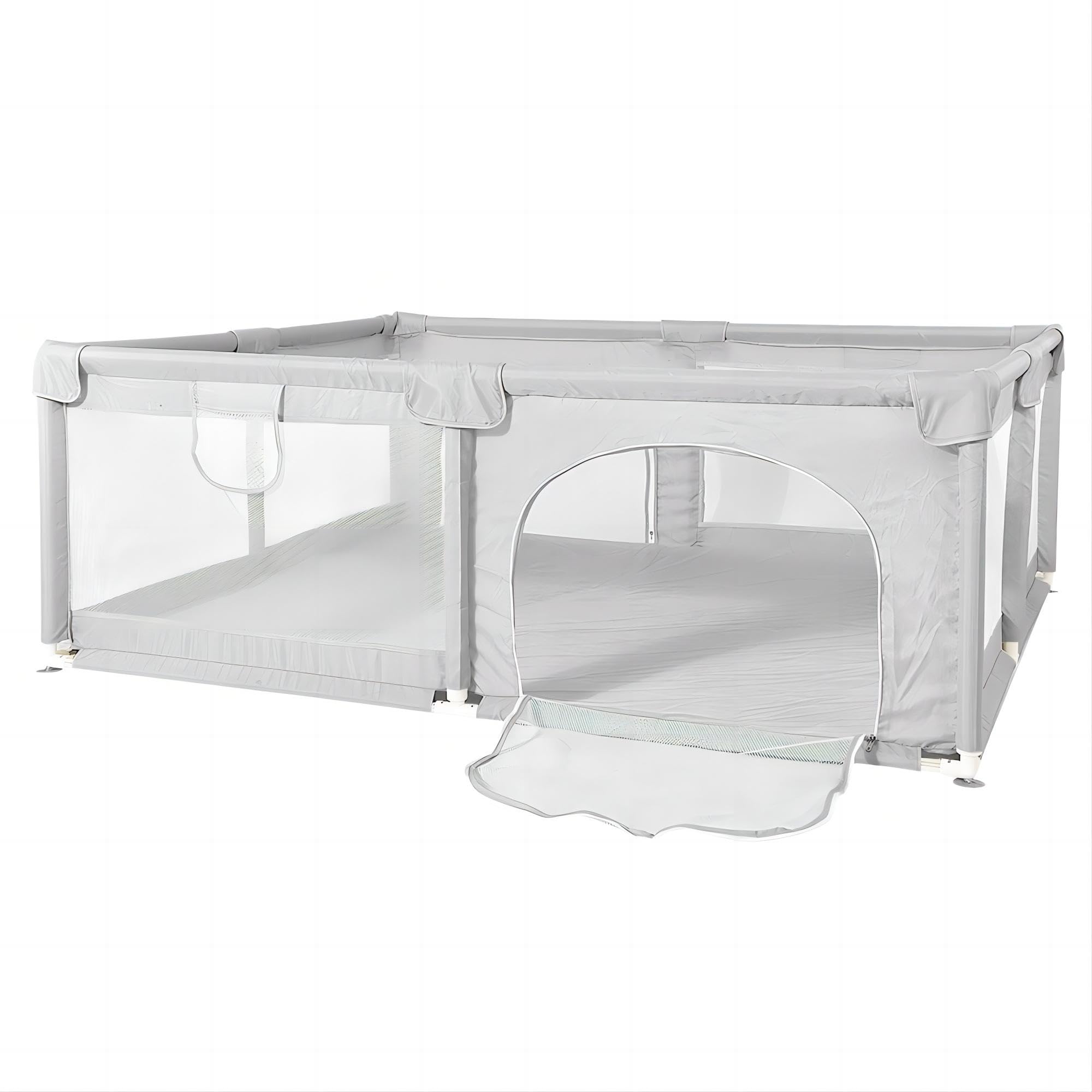 Parc Bébé en Tissu Oxford, Parc de Jeux avec Barrières, Sac de Transport, 2 Anneaux de Préhension, 8 Ventouses, Centre d'activités Bébé, pour Intérieur/Extérieur (Gris clair 200 x 150 x 66 cm)
