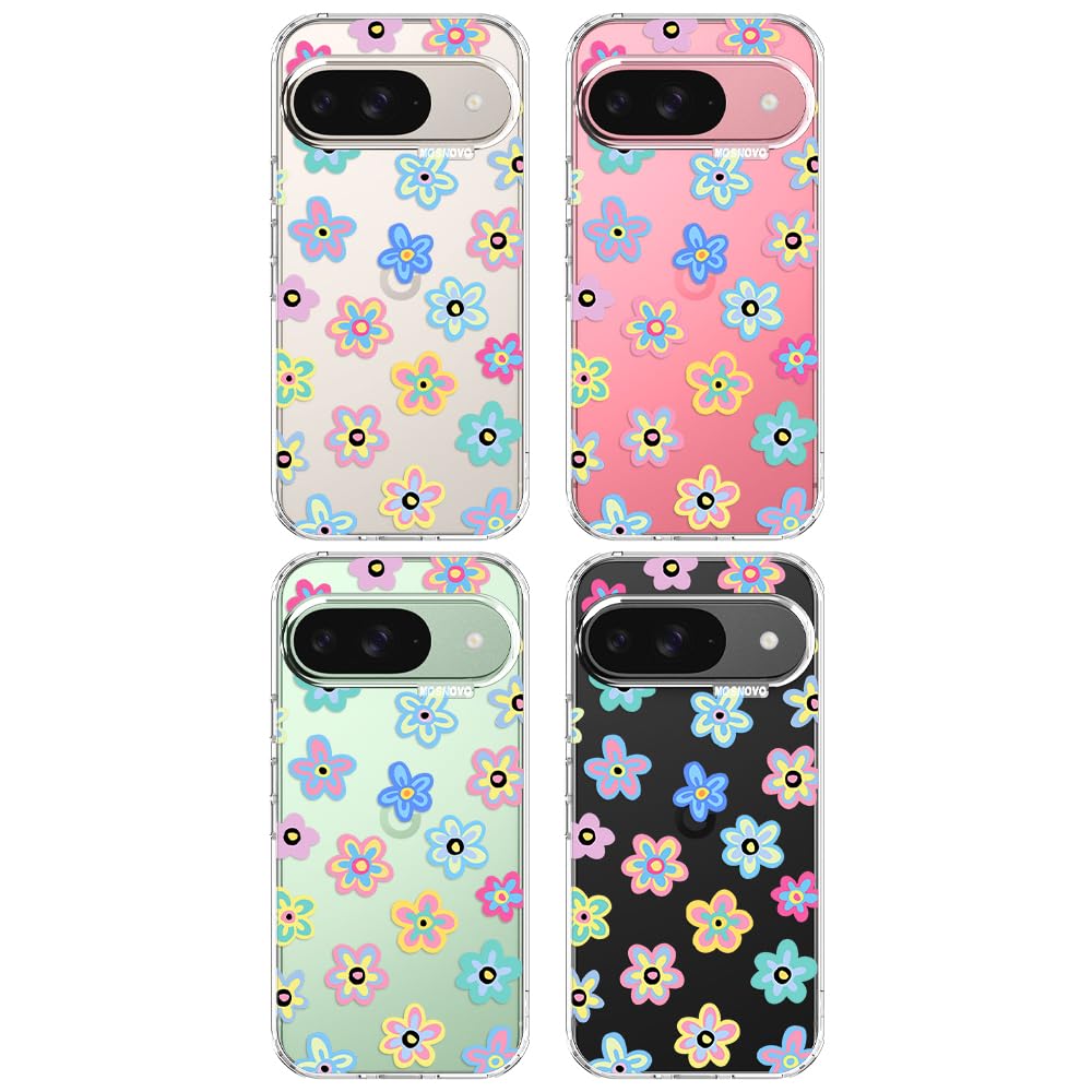 MOSNOVO Case for Google Pixel 10 & Pixel 10 Pro, [Buffertech 6.6ft Military-Grade Drop Protection] [Anti Peel Off Tech] Clear TPU Bumper Phone Case Cover Design - Cute Cherry — view 600
